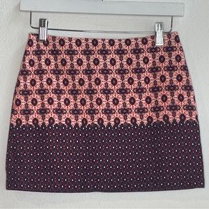 Top Shop. Size 2. Retro miniskirt. Blue, orange print.